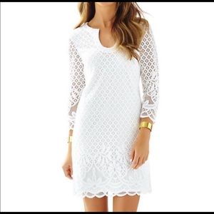 White mid sleeve dress
